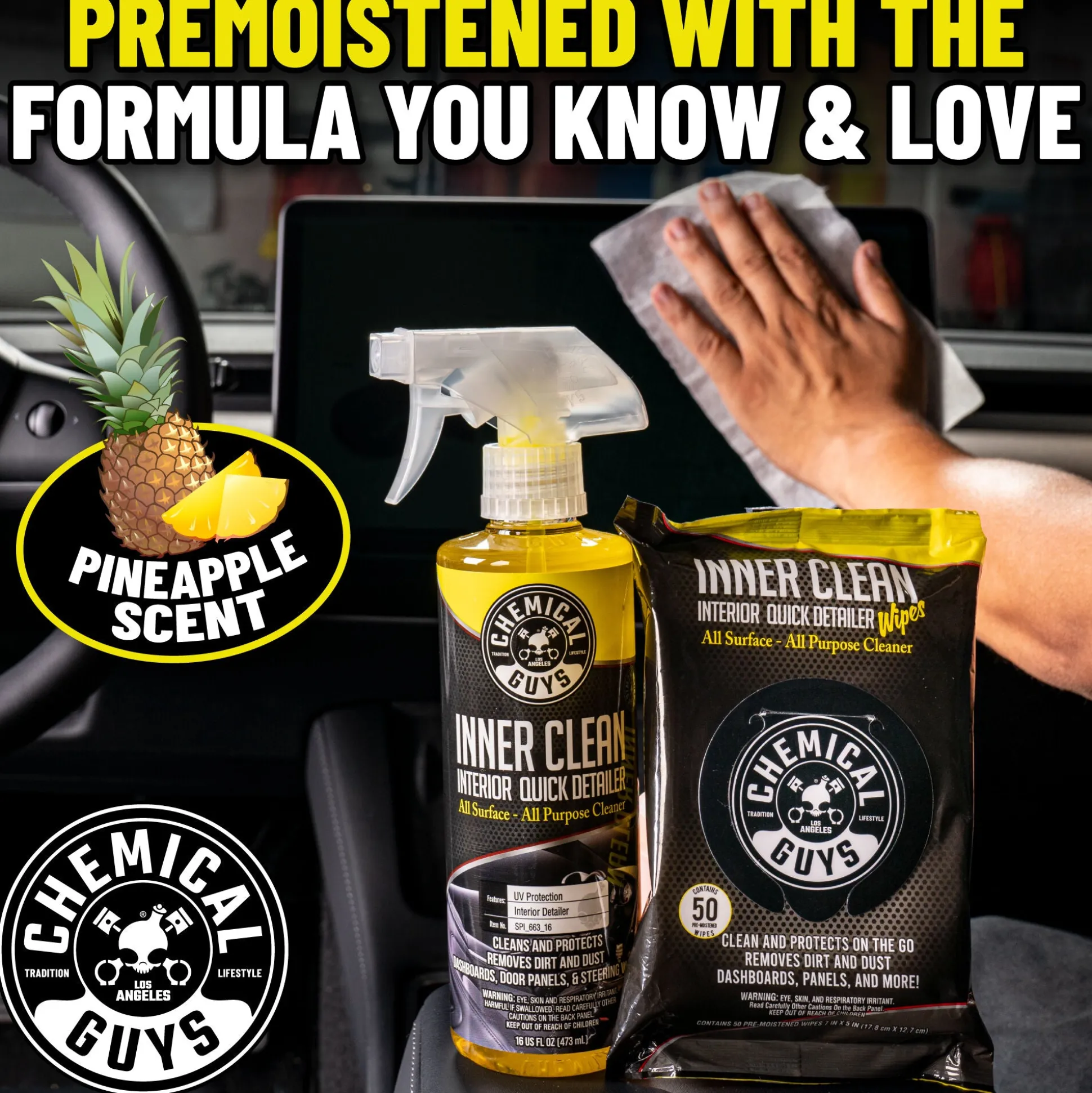 Inner Clean Interior Quick Detailer & Protectant Car Wipes