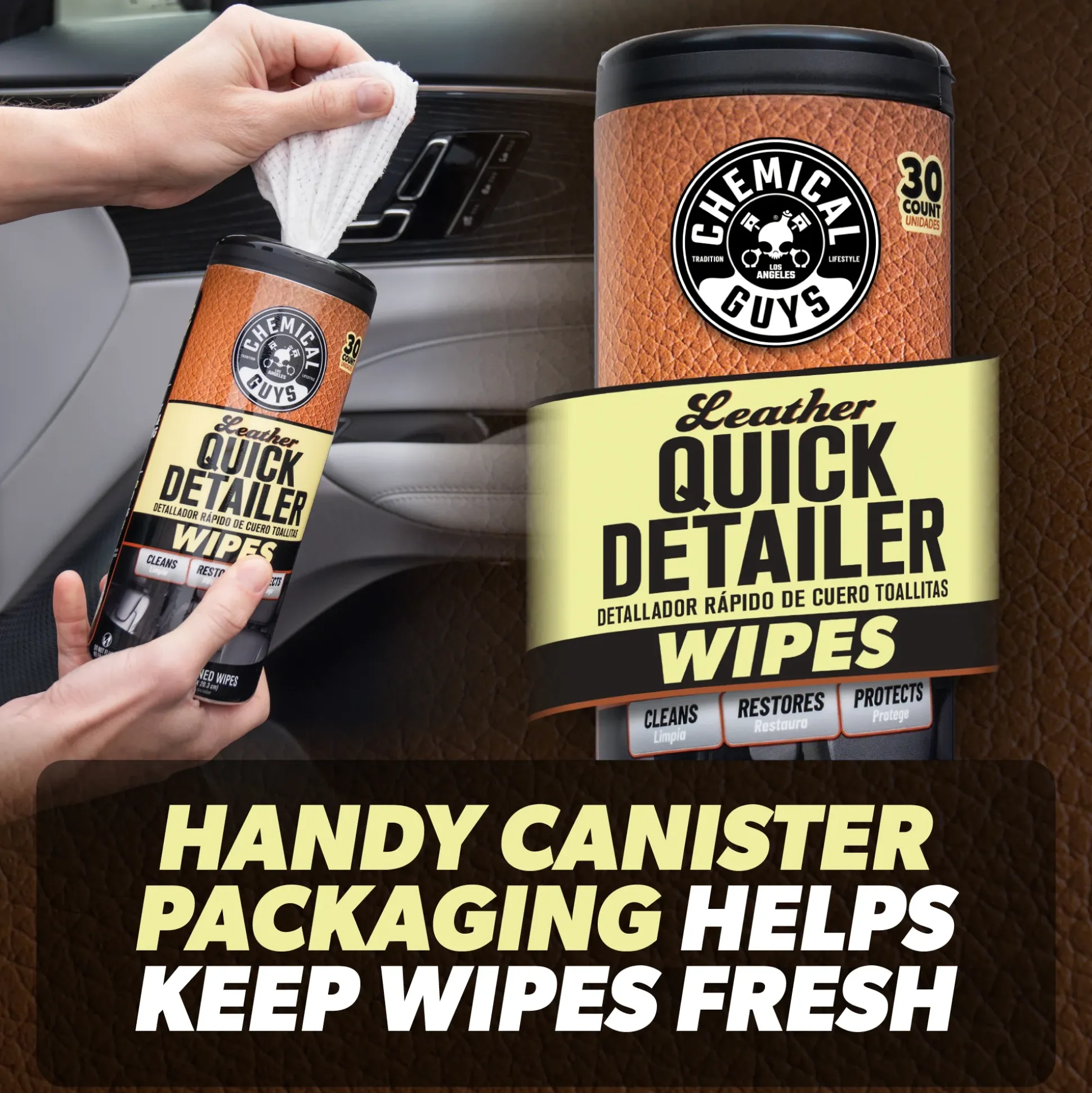 Leather Quick Detailer Canister Wipes