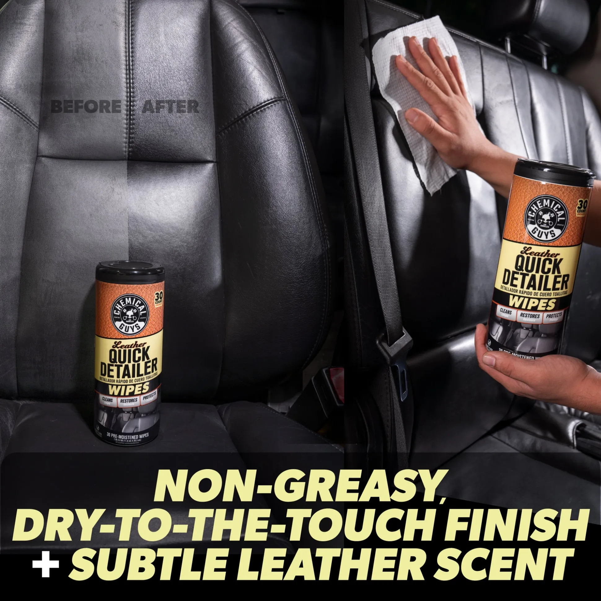 Leather Quick Detailer Wipes 3-Pack Kit