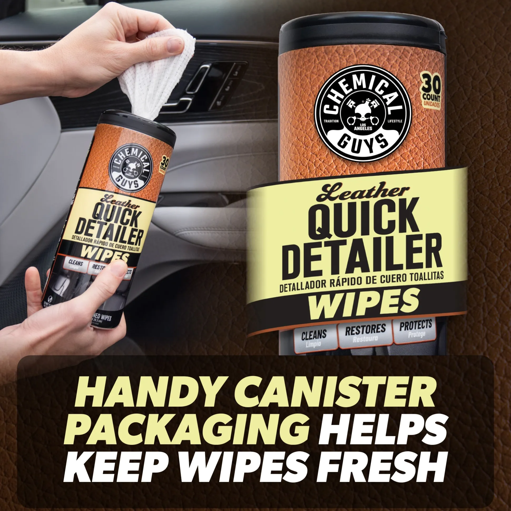 Leather Quick Detailer Wipes 3-Pack Kit