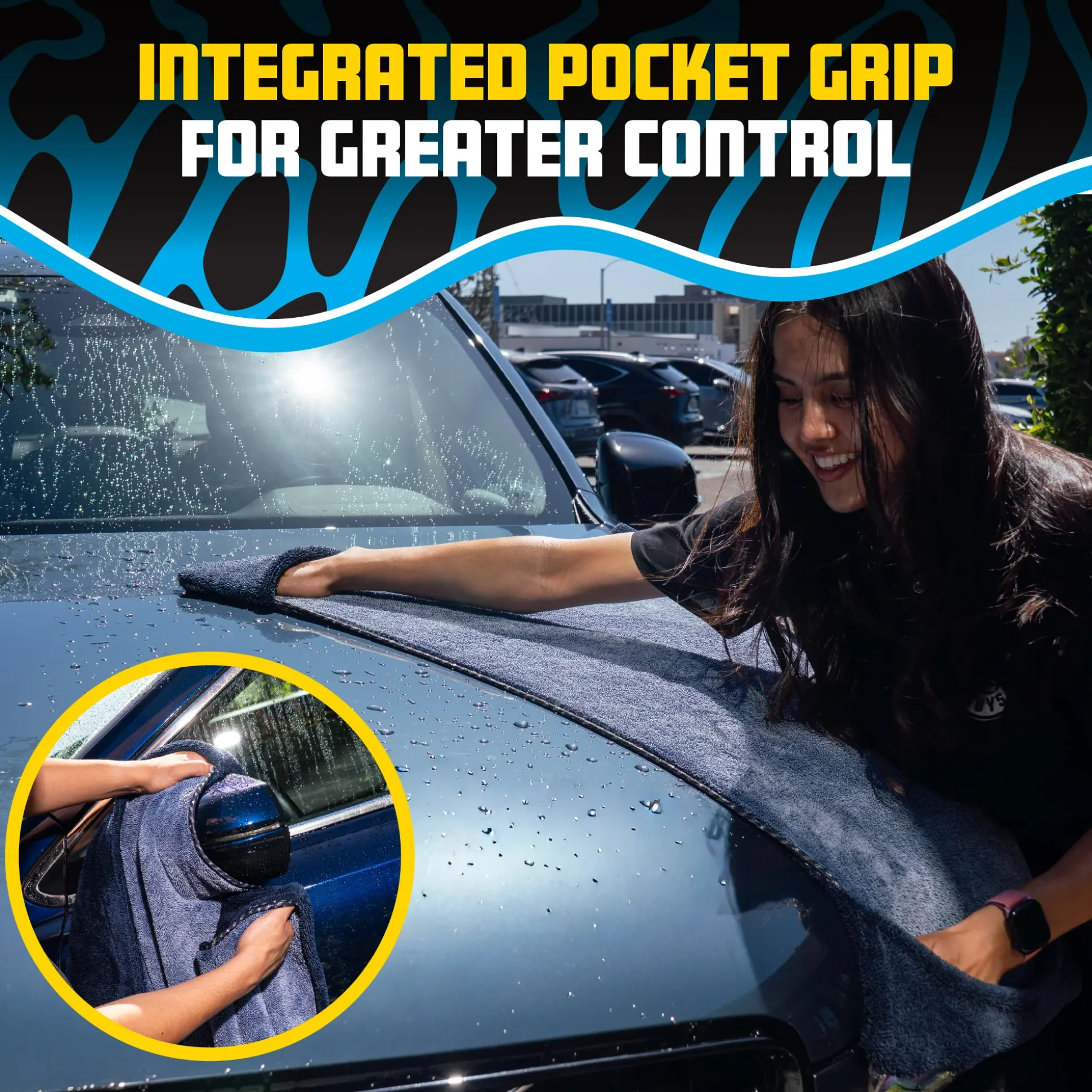 Megalodon Pocket Grip Twisted Loop Microfiber Drying Towel