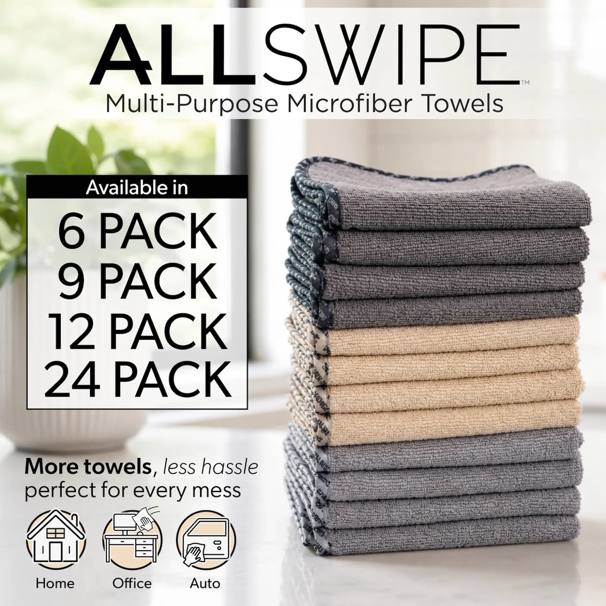 Multi-Colored AllSwipe Multi-Purpose Microfiber Towels