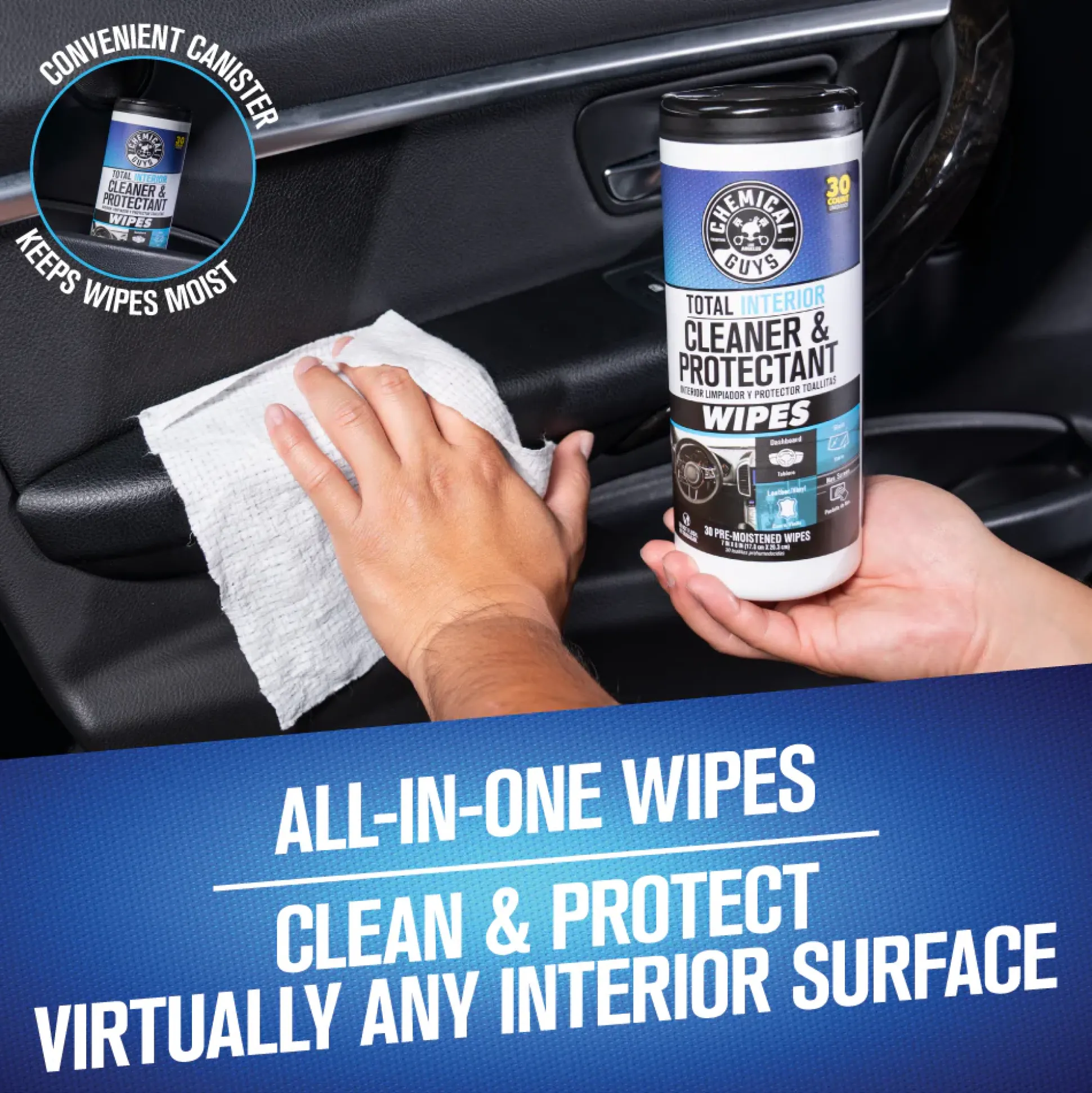 Total Interior Cleaner & Protectant Canister Wipes